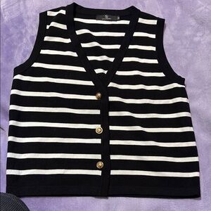 Black and White Striped Sleeveless Top